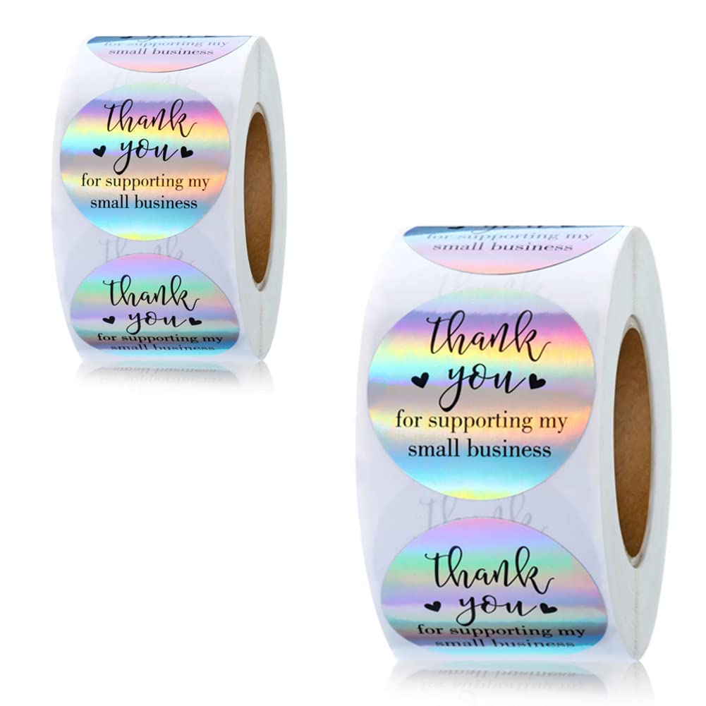 1000pcs Pegatinas Gracias Thank you for Supporting My Small Business Stickers Pegatinas Agradecimiento Etiquetas Adhesivas Redondas Gracias Decoración para Negocio Embalaje Regalo Tarjetas Boda