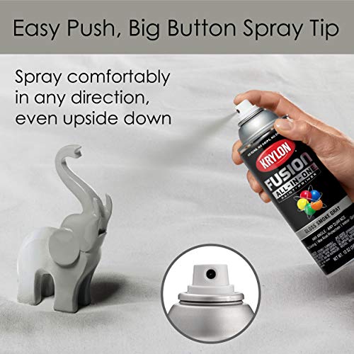 Image of Krylon K02723007 Fusion All-In-One Spray Paint for Indoor /Outdoor Use, Gloss Smoke Gray 12 Ounce (Pack of 2)