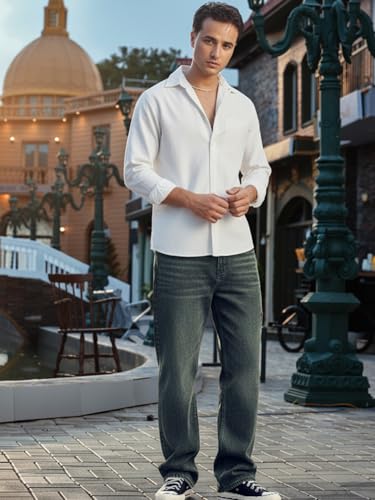 Image of Urbano Fashion Men's Loose Baggy Fit Heavy Washed Jeans Non-Stretchable