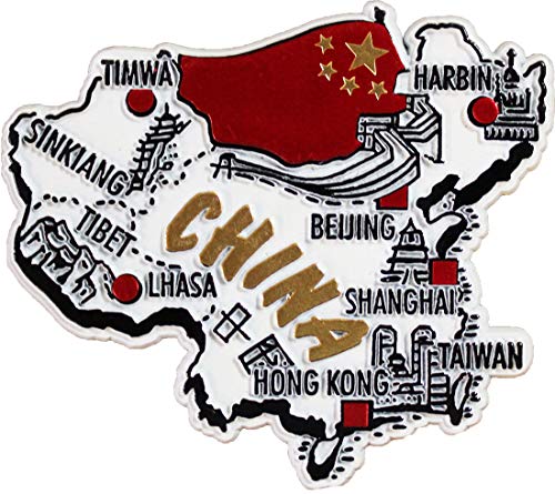 Imán decorativo de nevera con forma de China blanco miniatura 1