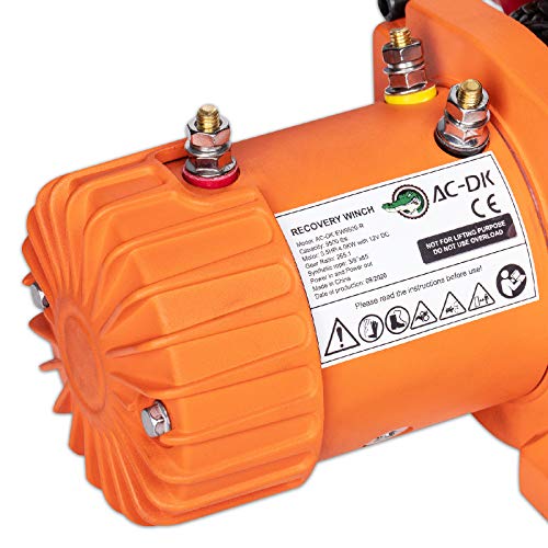 AC-DK 9500 lb. Electric Winch Synthetic Rope Kit, 12V Winch Waterproof IP67, with 2 Wirless Remote, for Truck SUV/4WD/OFFROAD (Orange 9500 Synthetic Rope Style) - Thumbnail 3