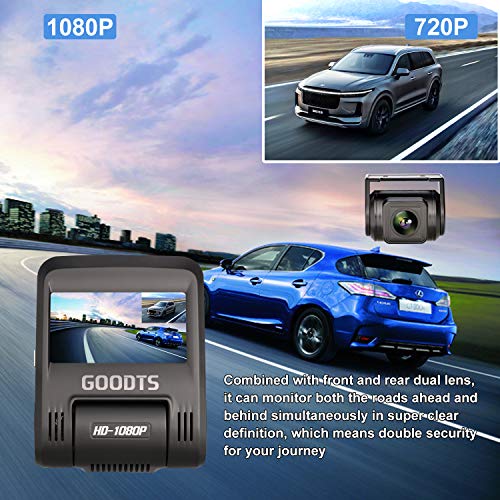 Dual Dash Cam GOODTS 1080P Full HD Dash Camera for Cars, Car Video Recorder with G-Sensor,Front and Rear Camera 170° Wide Angle, Motion Detection, Parking Mode, Loop Recording, Night Vision