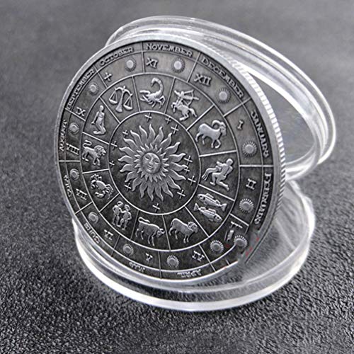 PRETYZOOM Sternbild Münze Fische Münze Geschenk Vintage-Stil Horoskop Münze Geburtstag Zeichen Glück Andenken Münze Stereoskopische Metallmünze Handwerk (Fische)