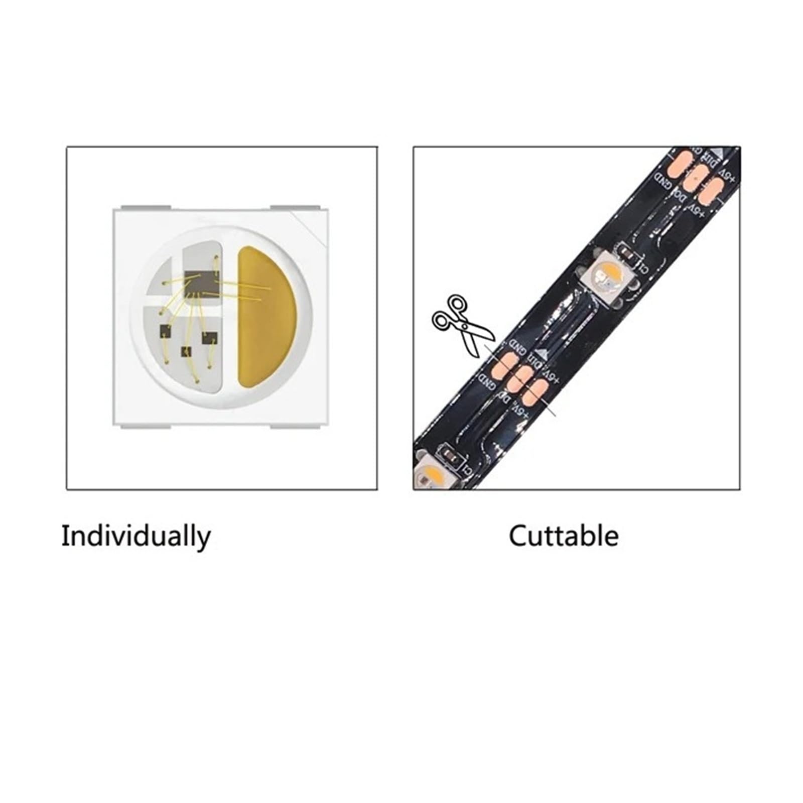 Tira de luces LED DC5V 12V 24V SK6812 WS2814 RGBW 5050SMD 4 en 1 60 píxeles/M individualmente IP30 IP65 IP67 cinta de luz Flexible