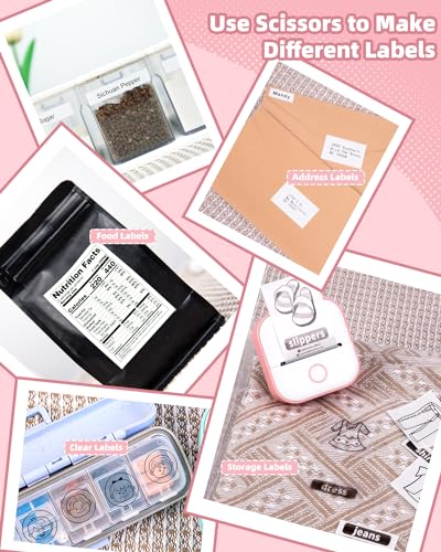 Image of Memoking Sticker Printer - Gifts for Teen Girls, T02 Printpod Portable AI Mini Printer Sticker Maker Bluetooth Pocket Photo Printer Instant Print for Study Note, Journal, Photos, DIY, Gift, 6 Rolls
