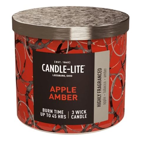 Candle Lite Duftkerze im Glas mit Deckel | Apple Amber | Duftkerze Apfel Cover