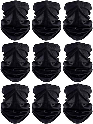 Face Cover Scarf UV Protection Neck Gaiter Scarf Sunscreen Breathable Bandana (Black, 9)
