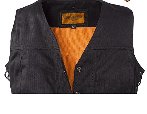 Womens Black Denim Motorcycle Vest With Side Laces Gun Pockets (2Xl, Black) #TOP3