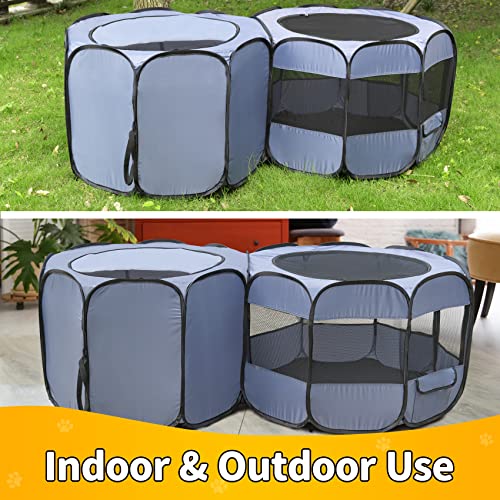 Puppy Playpen - Portable Cat Playpen - Collapsible Dog Crates for Small Dogs - Condo for Dog Cat Kitten Outdoor Indoor Play Tent Double Room