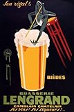 WONDERFULITEMS BRASSERIE LENGRAND FRENCH BREWERY FUN FROG DRINKING BEER ALCOHOL 20" X 30" IMAGE SIZE VINTAGE POSTER REPRO ON MATTE PAPER. poster96