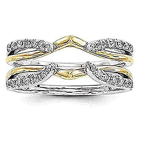 1/4 ct Simulated Diamond Enhancer Solitaire Engagement Ring 14k Two Tone Gold Over Sterling SIlver Guard Wrap Jacket
