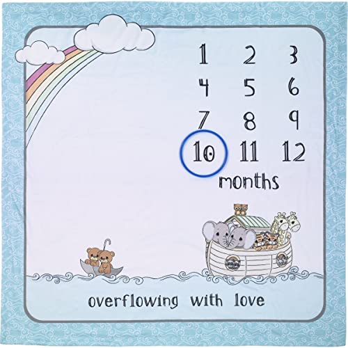 Image of Precious Moments Noah's Ark Milestone Blanket | Overflowing with Love Fabric/Plastic Noah’s Ark Milestone Blanket Nursery Decor | Baby Monthly Blanket