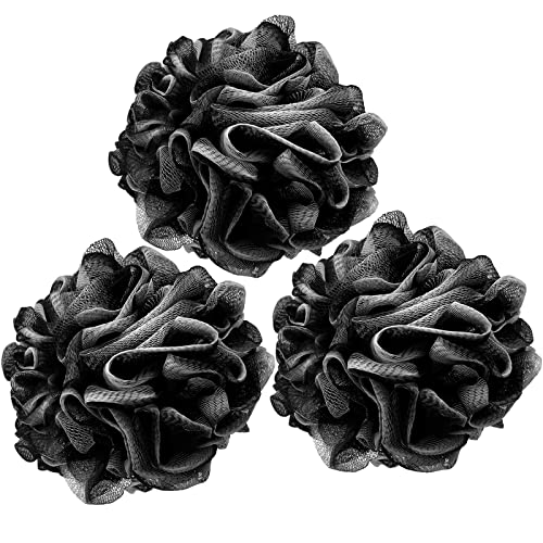Loofah Charcoal Bath Shower Sponge Body Scrubber,75G Exfoliate Mesh Pouf Shower Bouquet,3 Pack Black Large Bath Sponge For Women And Men #TOP30