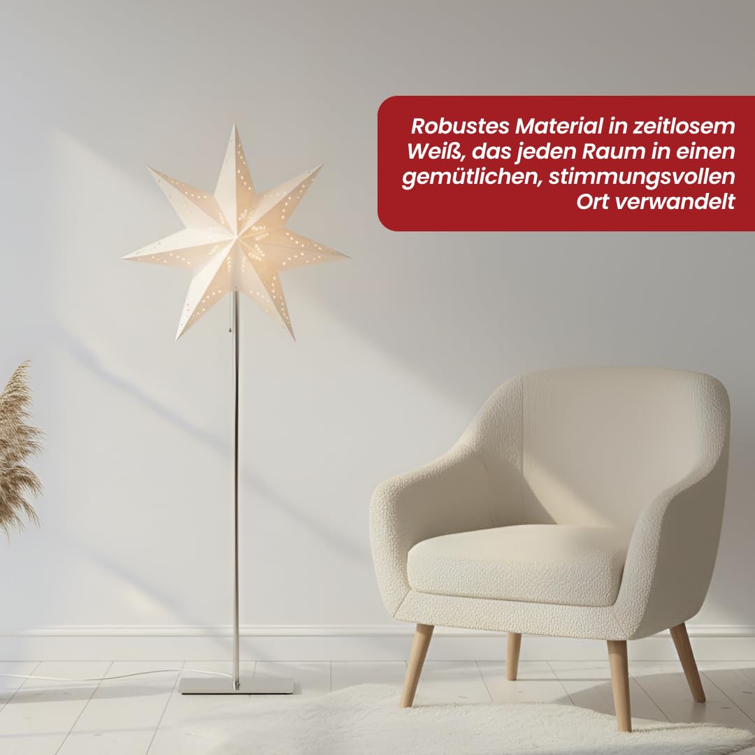 Sensy Mini Standleuchte Stern 83 cm - Papierstern mit Metallfuß