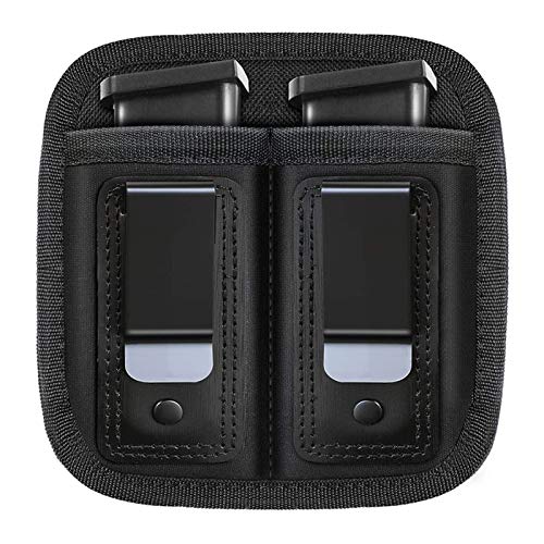 SexyMonkey Universal Double Magazine Holster for 9mm .40 .45 .380 .357, IWB Inside Waistband Pistol Mag Holster Pouch for Concealed Carry, mag Holder for Glock 19 43 17 1911 S&W M&P
