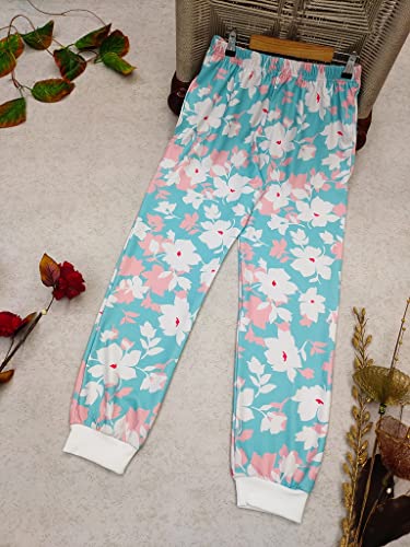 Image of Leriya Fashion Womens Wide Leg Pants Flowers Floral Print Drawstring Loose Long Trousers & Leggings