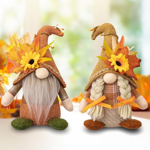 KUWUNG 2 Pezzi Decorazioni Di Peluche Autunnali, Figurine di Gnomi Autunnali, Decorazioni Autunnali Gnomi, Gnomo Bambola per Raccolti di Vacanze, Feste del Raccolto, Natale