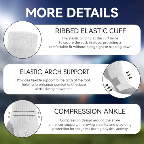 likloks Light Compression Socks (8-15 mmHg) - Cushioned, Arch Support, Breathable - Crew/Over-the-Calf/Knee High - 3 Pairs4