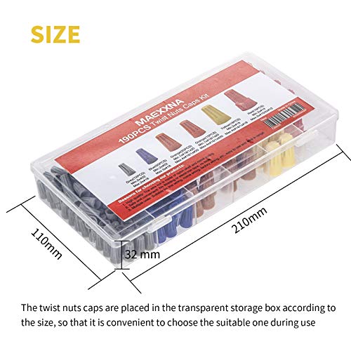 Maexxna 190pcs Wire Nuts Assortment Kit, Electrical Wire Connectors Screw Terminals with Spring, Colorful Insert Twist Nuts Caps for Line Connection