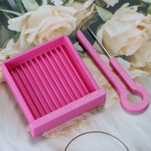 Image of PIAOLGYI Fuse Bead Single Needle Tweezer & Aligner Tray Set,Fuse Bead Sorting Tray（9 CM） (Pink)