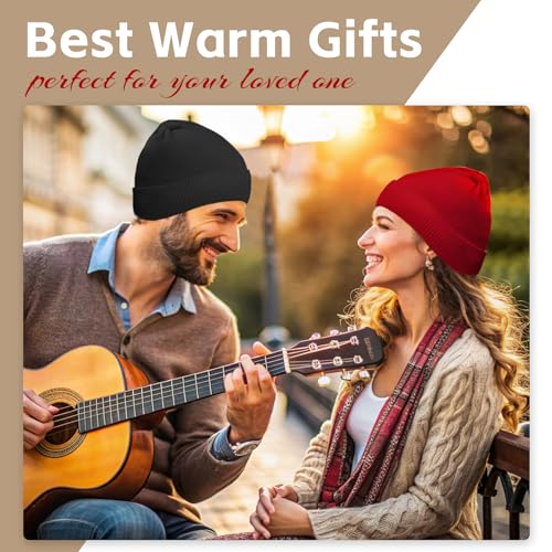 Image of Winter Beanie Acrylic Knit Cuffed Plain Hats Skull Cap Warm Beanies for Men Women