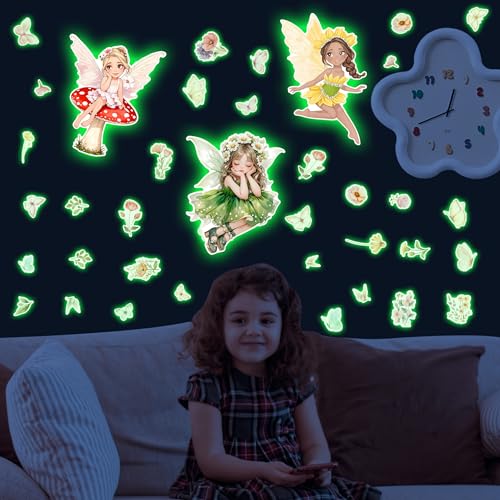 Vinilos decorativos luminosos para pared hadas y mariposas miniatura 2