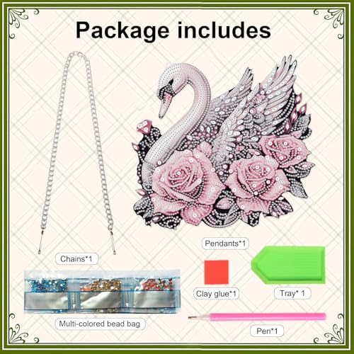 Image of AiYuanzsh Large Acrylic Diamond Art Hanging Kits for Adults, 5D Diamond Painting Suncatchers Kit Rose Swan DIY Diamond Crystal Window Door Pendant Kit for Gift Wall Home Christmas Decor (24.2x23 cm)
