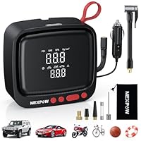 NEXPOW Tire Inflator Portable Air Compressor 150PSI 12V DC Air Pump with Dual Digital Pressure Gauge & Auto Shut-Off, Air Compressor Portable with LED Light for Car, Motorcycle, Bicycle, Ball and More