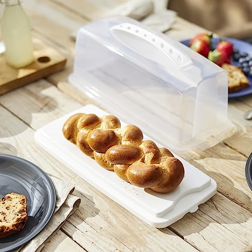 Foto von Rotho Fresh Kuchenbehälter mit Haube und Tragegriff, Kunststoff (PP) BPA-frei, weiss, (36.0 x 16.5 x 16.5 cm), Weiß