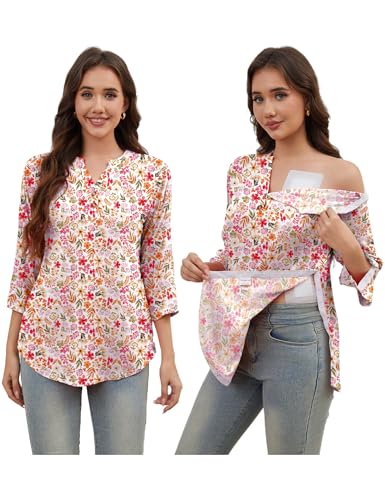 Post Shoulder Surgery Shirts for Women Fully Tear Away 3/4 Chemo Shirts for Port Access Rotator Cuff Surgery Recovery Shirt