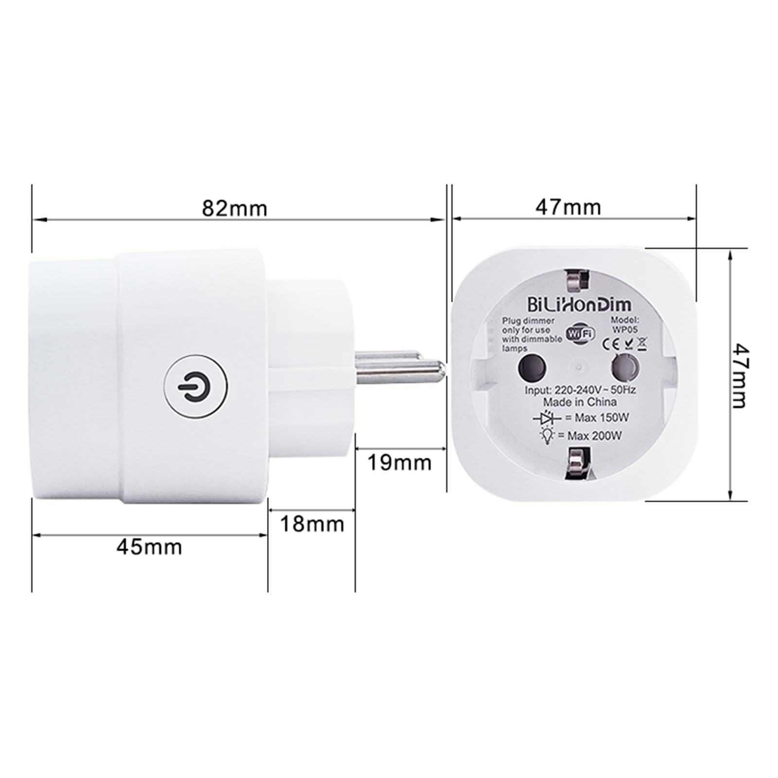 Enchufe inteligente con WiFi, compacto, control de voz y aplicación, compatible con Smart Life, sin concentrador, para bombillas LED regulables