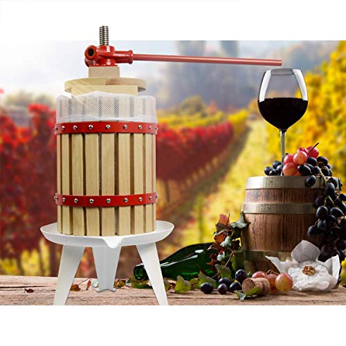 Image of 4.75 Gallon Fruit Wine Press with 2 Pack Filter Bag - 100% Nature Apple&Grape&Berries Crusher Manual Juice Maker for Kitchen, Solid Wood Basket with 8 Blocks Heavy Duty Cider Wine Making Press