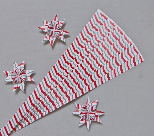 Patterned Paper Strips for Weaving Projects. Paper Strips for Moravian Stars, German Stars and Frobel Stars. 50 strips per pack. (1/2 inch x 19 inch, Candy Cane)