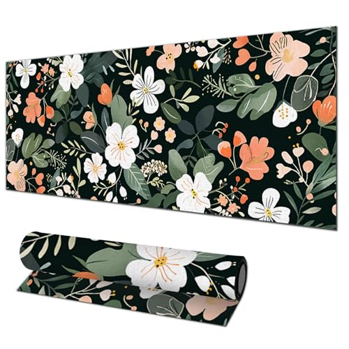 Grand tapis de souris floral 80x30 cm étendu et imperméable