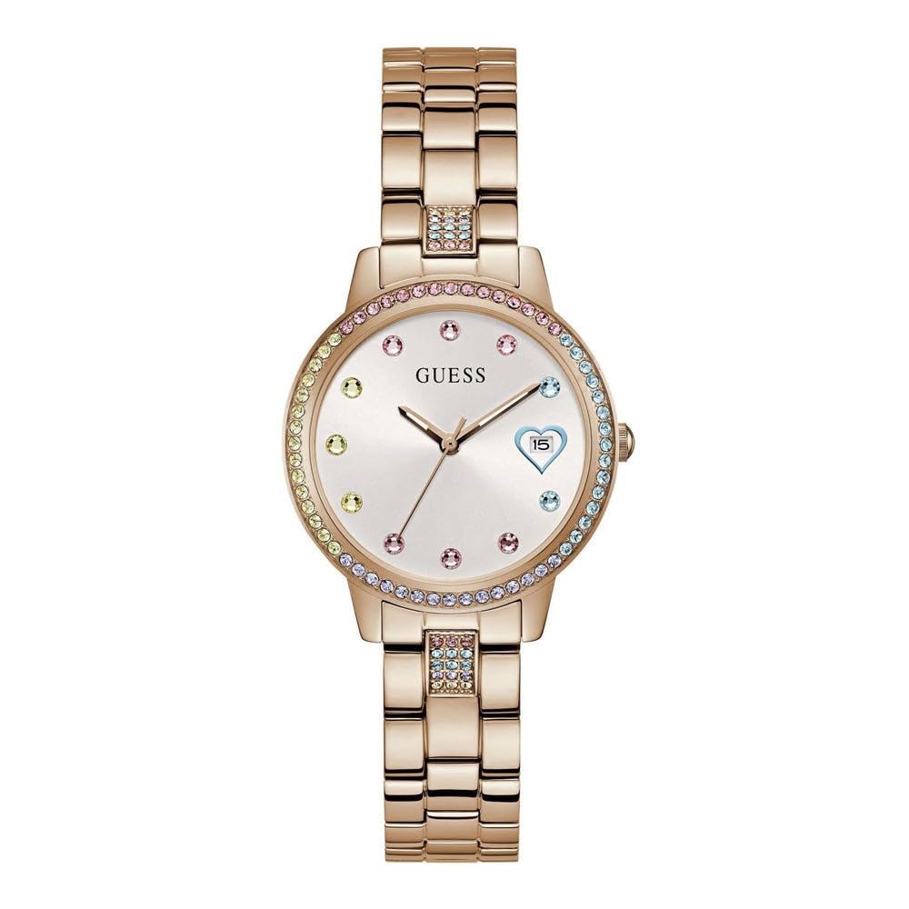 GUESS Stainless Steel Women White Analog Round Dial Watch- Gw0657L3, Pink Band (B0CLFDGVXD) Amazon Price History, Amazon Price Tracker