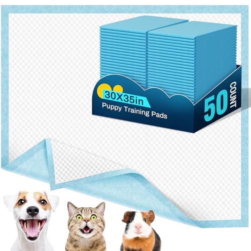 Image of VJJ Puppy Pads XL 30 inchx35 inch, 50 Count Disposable X-Large Potty Pads, Pee Pads for Dogs Large for Doggie&Cats, Dog Pee Pads Extra Large for Indoor, Outdoor Use