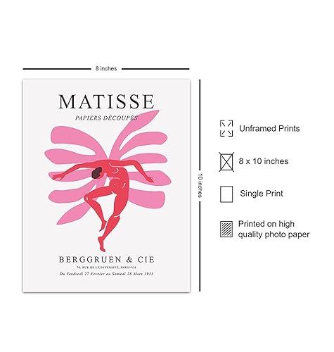 Miniatura 2 de Matisse Poster Decor - 8x10 Abstract Mid Century Modern Wall Art - Gallery Wall Art - Minimalist Gifts for Women - Aesthetic Pictures - Contemporary