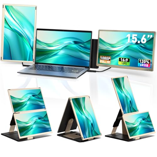 Image of Laptop Screen Extender Triple 15.6 inch - Portable Monitor FHD 1080P 120% sRGB IPS Detachable Extra Screen Extended Monitor, Plug & Play, Compatible with Windows /Mac /Android /Chrome /Linux
