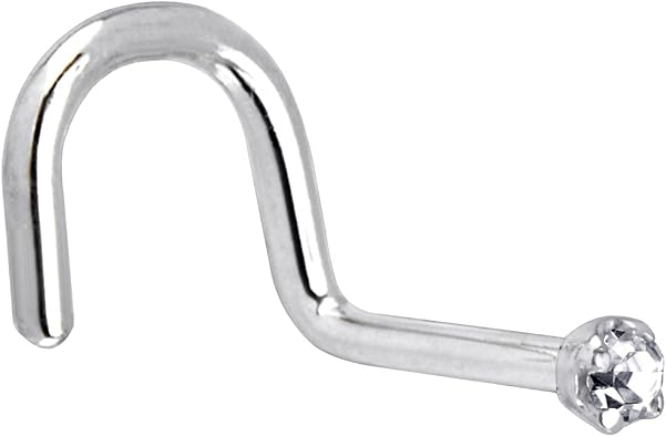 Body Candy 14k White Gold 1.5mm Genuine Diamond Nose Stud 0.015 cttw Right Nostril Screw 18 Gauge