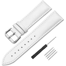 Genuine Leather Watch Straps - Calf Leather Replacement Bands with Stainless Steel Buckle 12mm,14mm,16mm,18mm,20mm,22mm,24mm Unisex for Men & Women