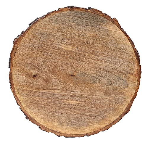 Image of Beautiful Table Decor Round Shape Wooden Serving Tray /Platter for Home and Kitchen (Handmade Natural Wooden Tray 10inch)