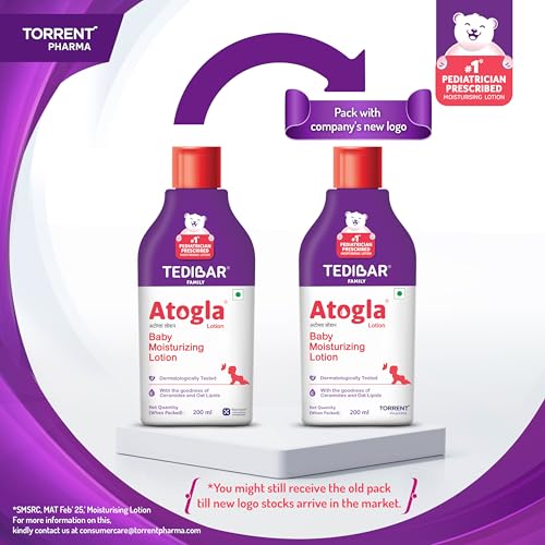 Image of Atogla Baby Lotion 200ml from Tedibar Family | No. 1* Pediatrician prescribed Moisturising Lotion- By Torrent Pharma