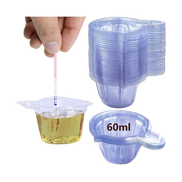XIPEGPA 120 Stück 60 ml Urinbecher, Kunststoff, Einweg-Urinbecher, Urin-Testbecher, Urin-Testbecher, einfach zu sammeln…