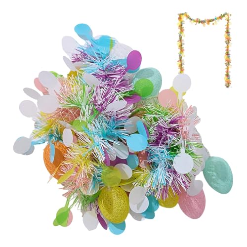 Couronne de Pâques en fil métallique, facile à suspendre, 200 cm, guirlande de Pâques avec guirlande lumineuse LED, guirlande métallique E-aster Egg Twist...