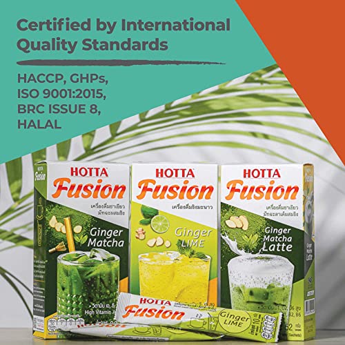 Hotta Fusion Ginger Matcha Soothe Sore Throat Healthy High Vitamin A C E Boost Immunity Low Calories Japanese Green Tea Enjoy Hot Or Cold, 8 Sachets #TOP6