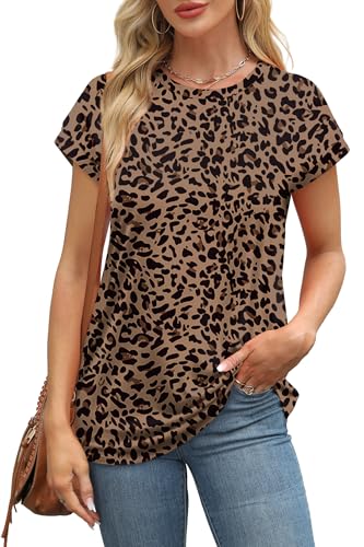 Image of Alaroo Womens Summer Tops Short Sleeve Shirts Crew Neck Cute Trendy Tunic Blouses (S-3XL)