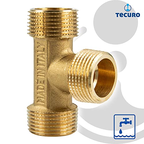 T-Piece Brass infinitely External Thread 1 Inch, Gold, 1 Zoll - Image 3