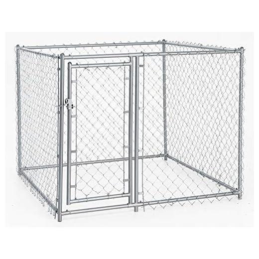 Lucky Dog CL-40528 5' x 5' x 4' Heavy Duty Outdoor Galvanized Chain Link Dog Kennel Enclosure