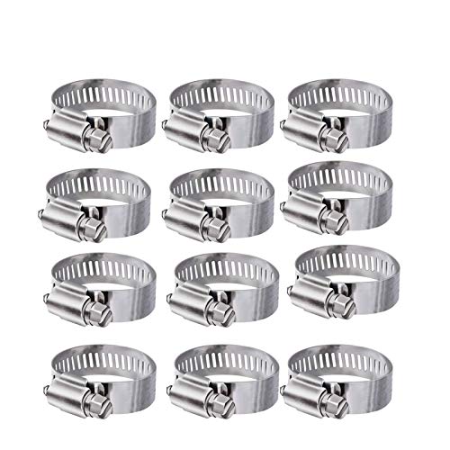 12 Stück Edelstahl-Schlauchklemme zur Schlauchbefestigung,Schlauchbinder Schlauch Rohr Schelle Schraubschelle Metallschellefür Waschmaschine,