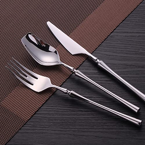 Service d'argenterie Ensemble de Vaisselle 304 en Acier Inoxydable Noir et Or, Ensemble de Couverts, Couteau, Fourchette, Couverts de Table, argenterie (Couleur : Miroir argenté 3 pièces)